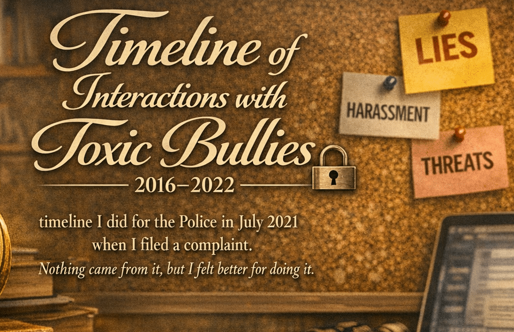 Timeline of Interactions with Toxic Bullies 2016–2022